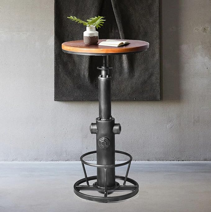 Topower Industrial Bar Table 38.58-48.43" Adjustable Pub Table Kitchen Dining by Topower