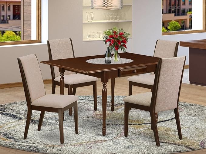 East West Furniture MZLA5-MAH-04 5 Piece Dining Room Furniture Set Includes a - Image 2