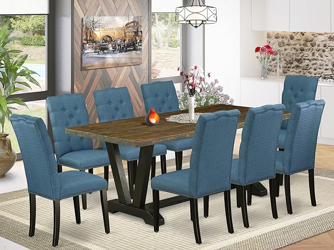 East West Furniture V677EL121-9 9 Piece Dining Set Includes a Rectangle Dining - Image 2