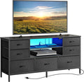 Huuger TV Stand Dresser with Power Outlets and LED Lights, 7 Drawer Console by Huuger