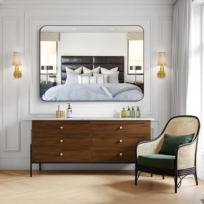 KOCUUY Black Bathroom Mirror 55"x40", Large Vanity Mirror - Image 3