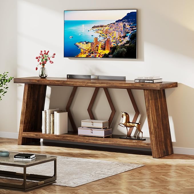 Tribesigns 70.86-Inch Farmhouse Console Table, Industrial Narrow Long Sofa - Image 8