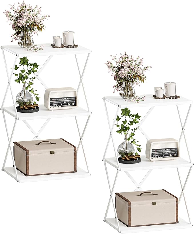 3-Tier End Table Set of 2 Small Side Table Tall Bedside Night Stand by IRCPEN