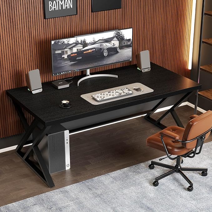 LVB Modern Black Computer Desk, Long Industrial Home Office Desk - Image 2