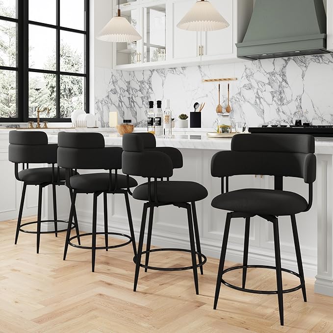 Swivel Bar Stools Set of 2, Counter Height Bar Stools - Image 3