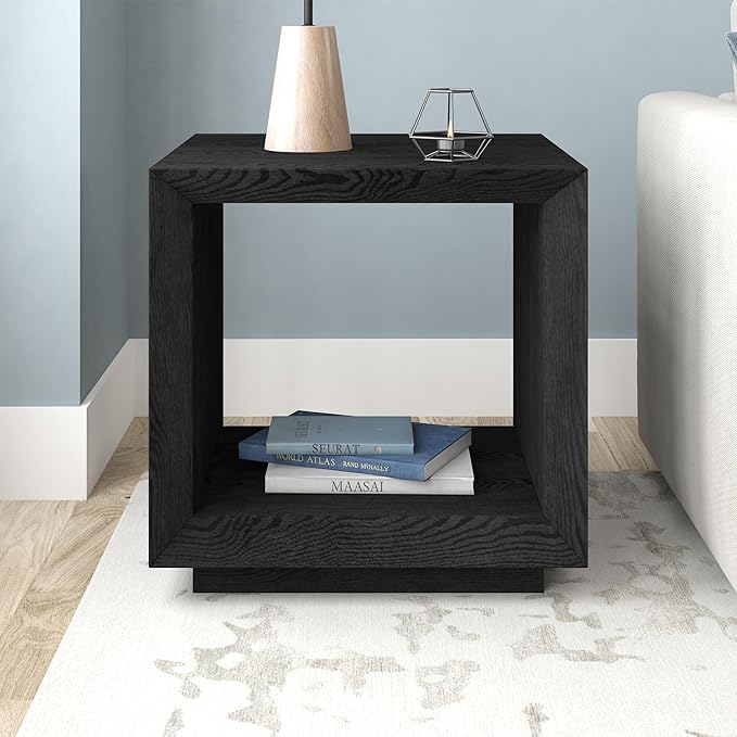 Henn&Hart 22" Wide Rectangular Side Table in Natural Black, - Image 5