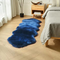 duduta Navy Blue Faux Sheepskin Runner Rugs 2x6 ft, Fluffy Shag Bedroom Bedside by Duduta