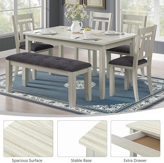6-Piece Solid Wood Dining Table Set - Image 3