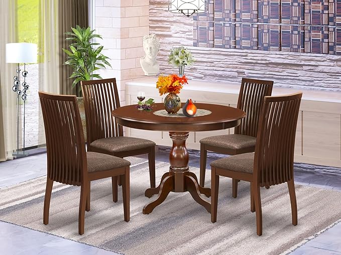 East West Furniture HBIP5-MAH-C 5 Piece Dinette Set - Image 2