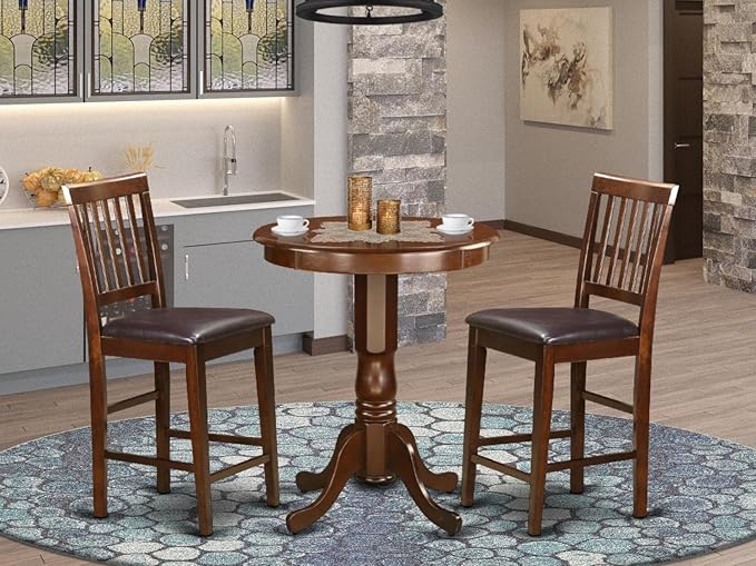 East West Furniture EDVN3-MAH-LC 3 Piece Counter Height Dining Set Contains a - Image 7