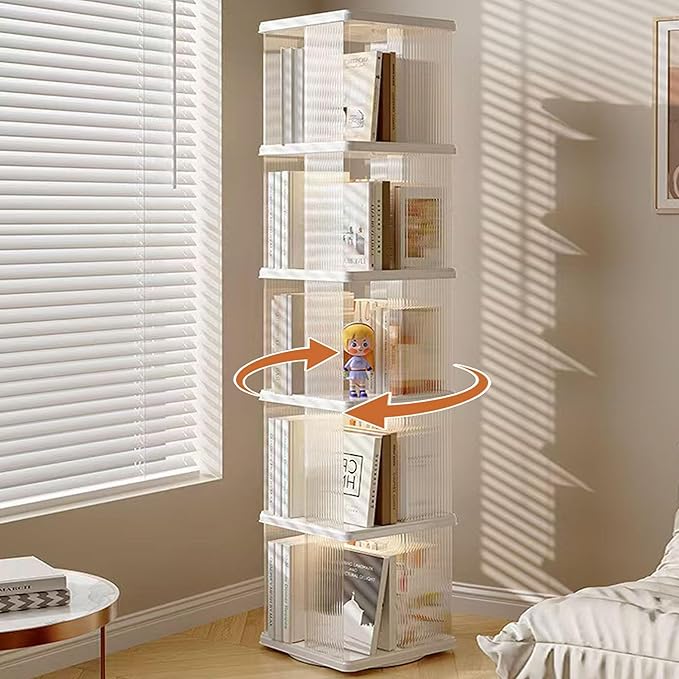 Rotating Bookshelf Tower, 360° Rotating Bookshelf, 66 inch High Small Space by FAQINZYUAN