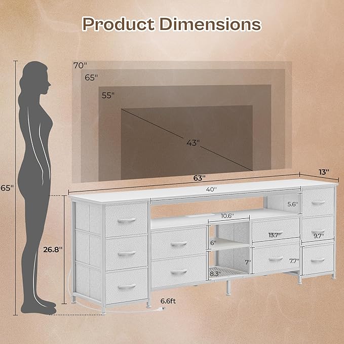 Huuger 63 Inch LED TV Stand Dresser - Image 3