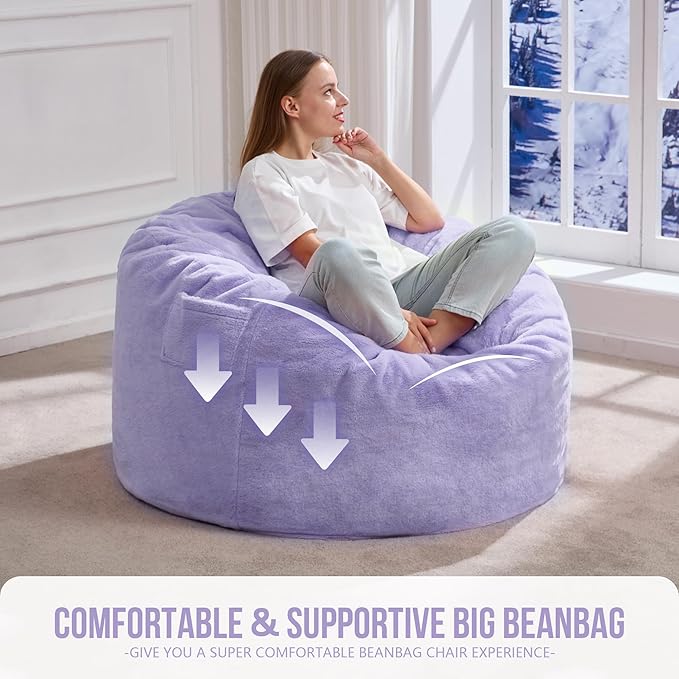 Hobestluk 3FT Bean Bag Chairs for Adults Large Beanbag Chair - Image 6