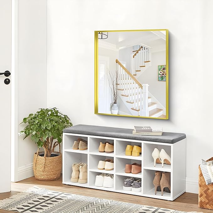 Gold Bathroom Mirror, 30x36 Inch Rectangular Framed Mirror, Large Wall Mounted - Image 8