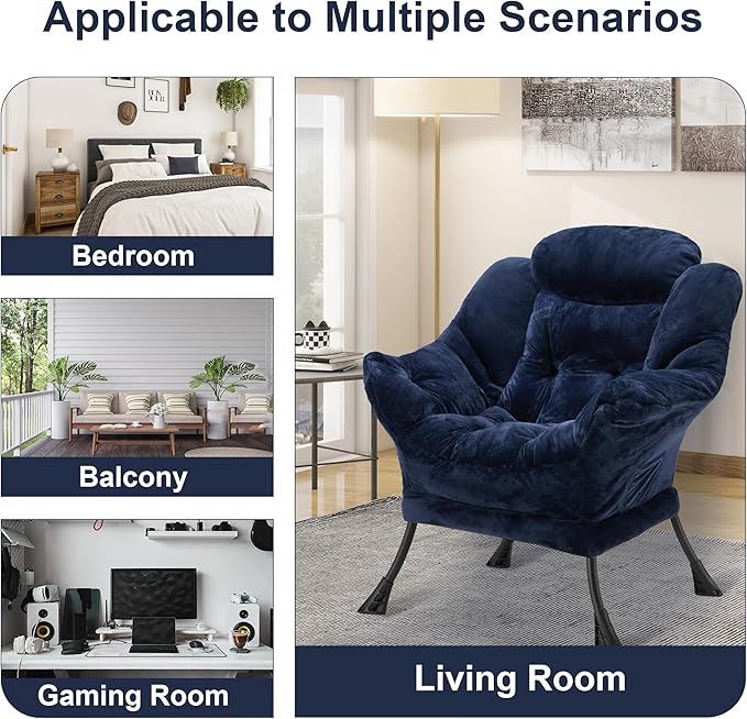 Fabric Lazy Chair for Adults, Oversized Upholstered Sofa Chair, Plush Comfy - Image 7