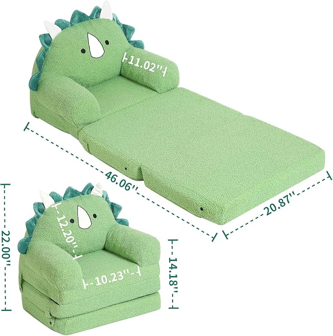 Foldable Kids Sofa, Triceratops Toddler Couch - Image 3