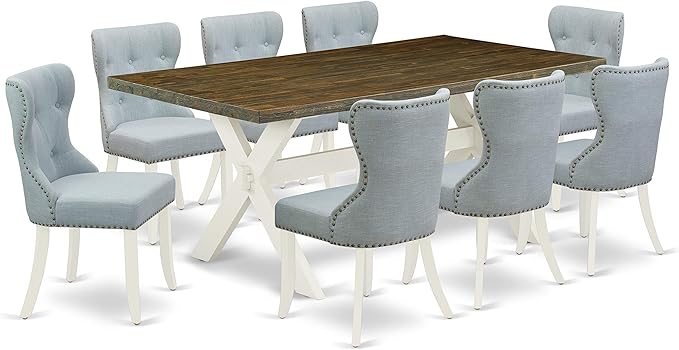 East West Furniture X077SI215-9 9 Piece Dining Room Table Set Includes a - Image 2