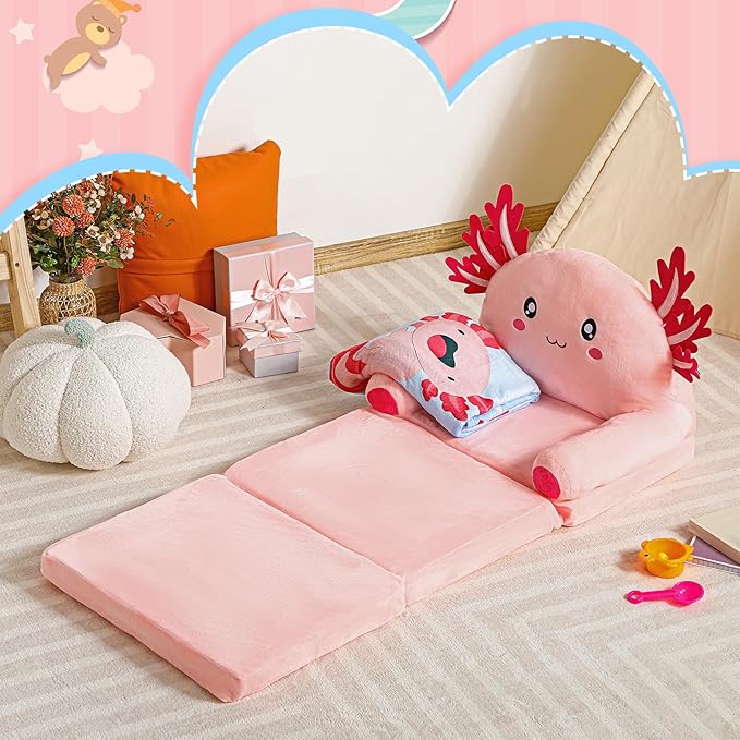 Axolotl Kids Couch Fold out 2-in-1 Toddler Sofa Fold out - Image 2