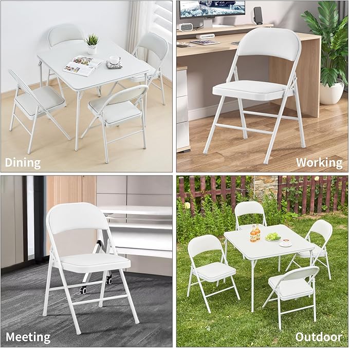 KAIHAOWIN 2-Pack Folding Chair Vinyl Padded and Metal Frame Heavy Duty Foldable - Image 6