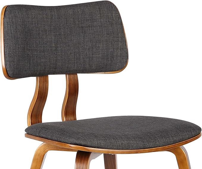 Armen Living Jaguar Mid-Century Dining Chair in Walnut Wood and Charcoal Fabric - Image 8