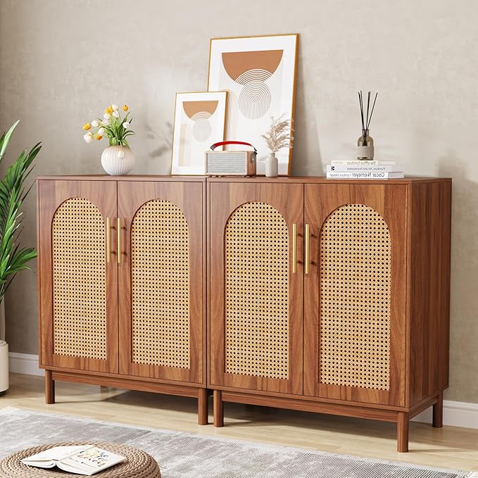 Tribesigns Set of 2 Rattan Sideboard Buffet - Image 5