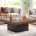 Tribesigns Coffee Table Square LED Coffee Table Engineered Wood Low Center by Tribesigns