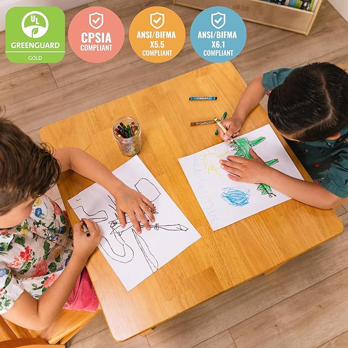 ECR4Kids 24in x 24in Hardwood Table and Chair Set, 12in Seat Height, Kids - Image 6