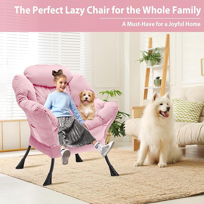 Lazy Chair Thick Padded, Comfy Velvet Accent Lounge Chair - Image 4
