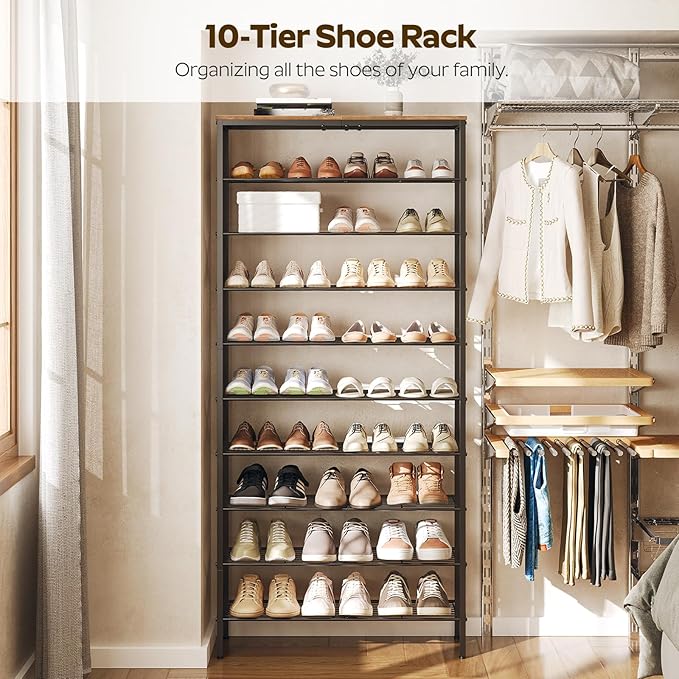 10 Tier Shoe Rack, Large Capacity Shoe Storage Organizer Holds 40 Pairs - Image 4