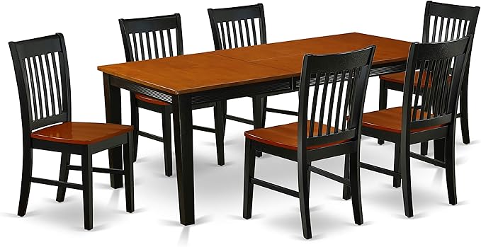 East West Furniture QUNO7-BCH-W 7 Piece Dining Room Table Set Consist of a - Image 2