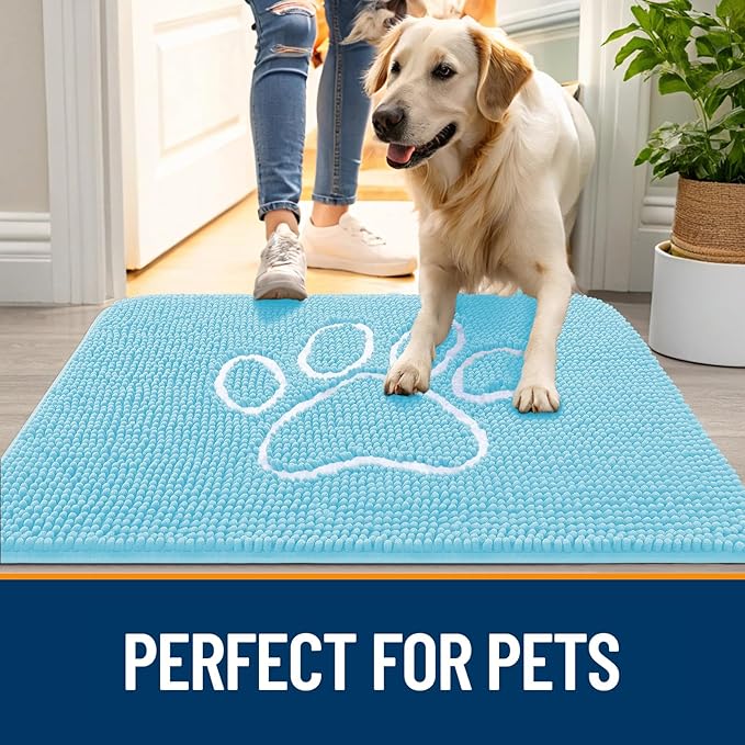 OLANLY Door Mat for Muddy Dog Paws 24x16, Ultra Absorbent Chenille Mud Doormat - Image 6
