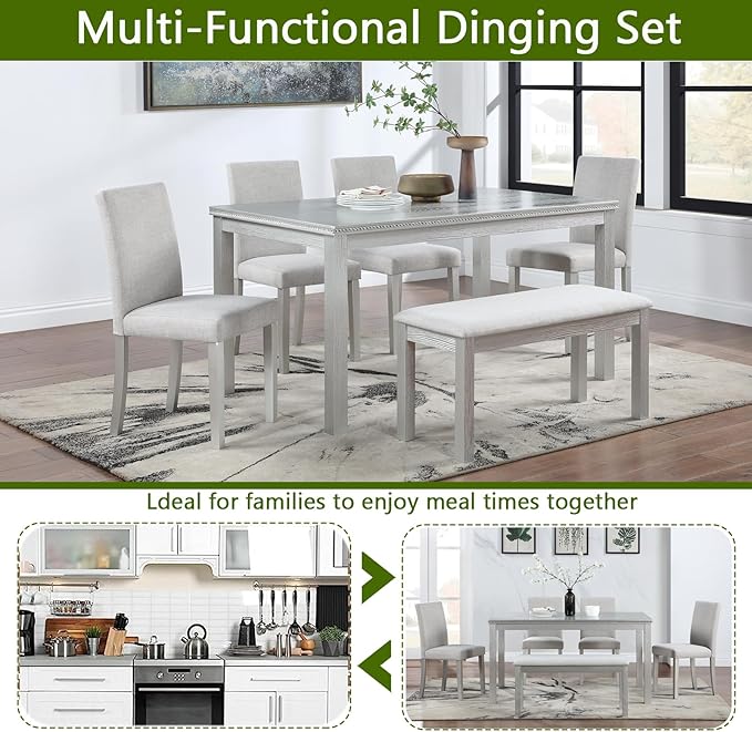 Ball & Cast 6 Piece Dining Table Set, Kitchen Table Set - Image 5