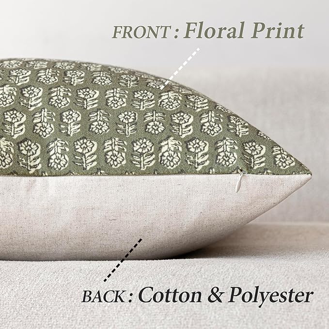 Foindtower Set of 2 Decorative Neutral Floral Print Throw Pillow Covers Vintage - Image 2