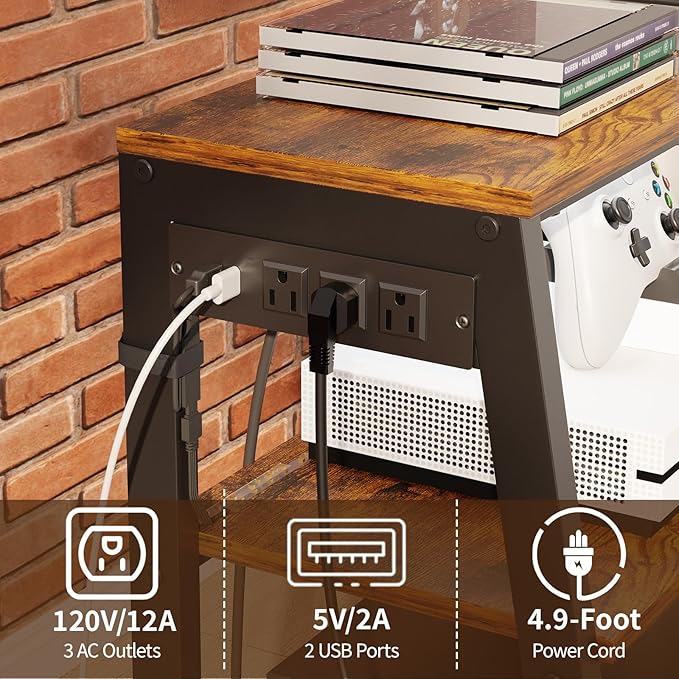 4-Tier AV Media Stand with Power Strips, Heavy Duty Stereo Cabinet Stand with - Image 4