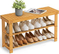 SONGMICS Shoe Rack Bench, 3-Tier Bamboo Shoe Storage Organizer, Entryway Bench by SONGMICSbySONGMICSHOME