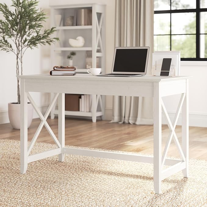 Bush Furniture Key West 48W Writing Desk in Linen White Oak - Image 2