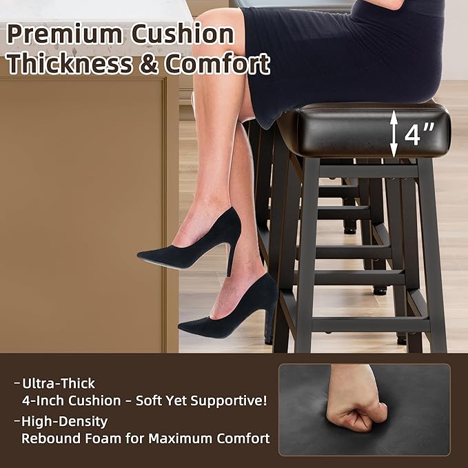 Counter Height Bar Stools Set of 2, 24 Inch Backless BarStools - Image 4