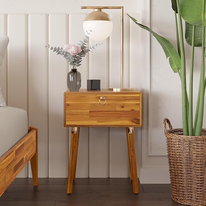 Bme Alden Solid Wood Nightstand/Side Table/End Table, Fully Assembled, - Image 6