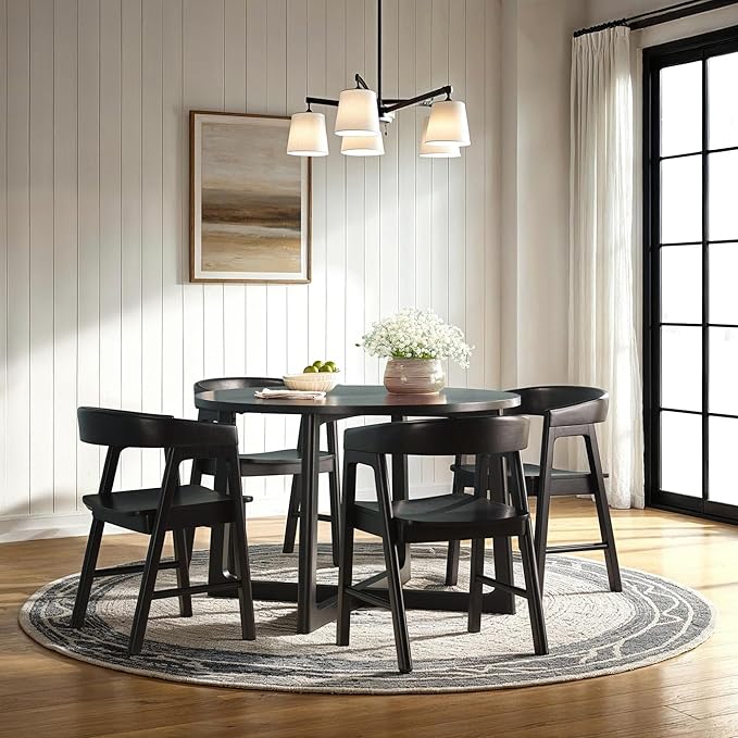Walker Edison Ezra Modern Solid Wood Rounded Back Dining Chair - Image 8