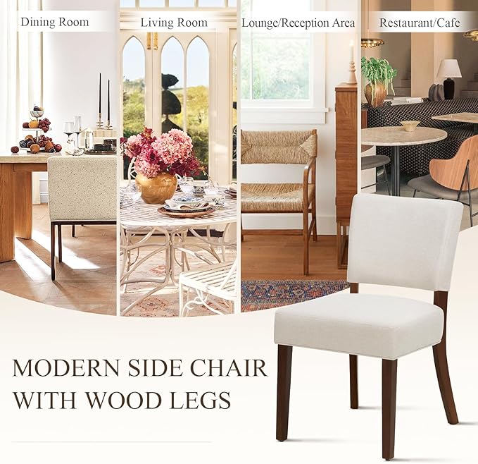 COLAMY Mid Century Modern Dining Chairs Set of 2, Upholstered Kitchen Chairs - Image 5