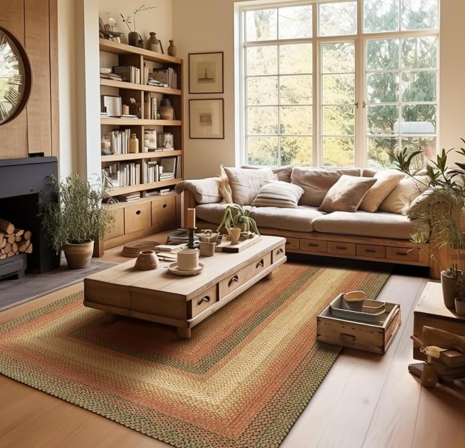 Homespice Russet Multi Color Jute Braided Area Rugs, 8x10' Rectangle by Homespice