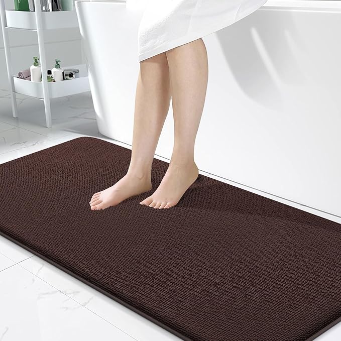 OLANLY Thick Memory Foam Bath Mat Rug 47x24, Extra Soft Absorbent Bathroom Rug by OLANLY