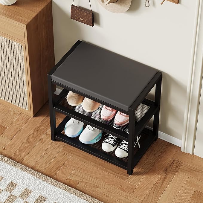 ZHOOGE Small Shoe Bench Shoe Rack Storage Bench Entryway Bench Shoe Shelf - Image 8