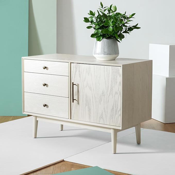SAFAVIEH Couture Collection Elissa Mid-Century White Wash Small Entertainment by SAFAVIEH