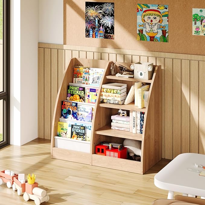 4 Tier Kids Bookshelf, 4 Layer Sling Kids Book Shelf - Image 4