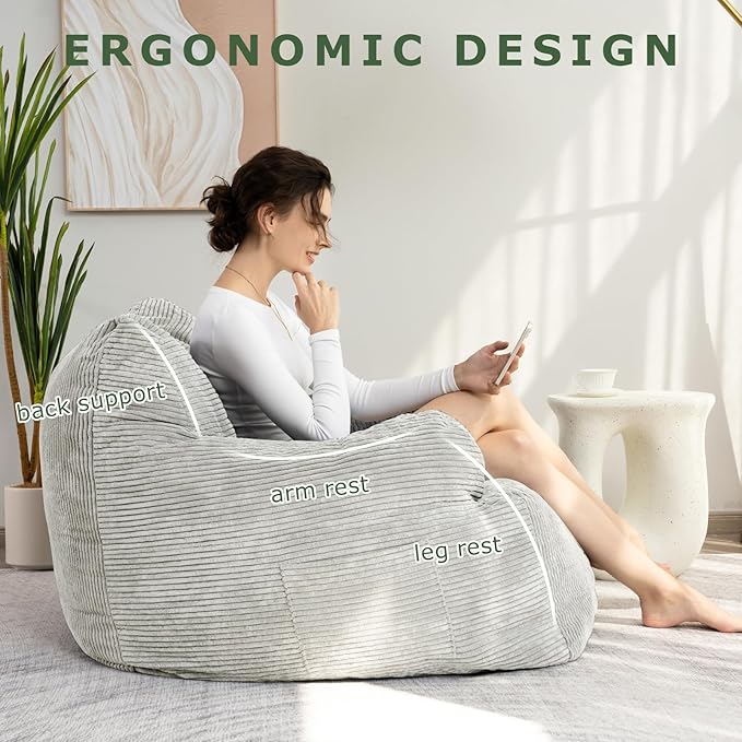 HIGOGOGO Giant Bean Bag Chair Sofa, Big Comfy Chair - Image 5