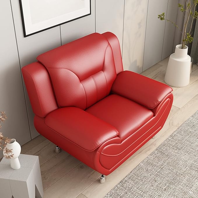 Container Furniture Direct Michael Modern Faux Leather Upholstered Stainless - Image 17