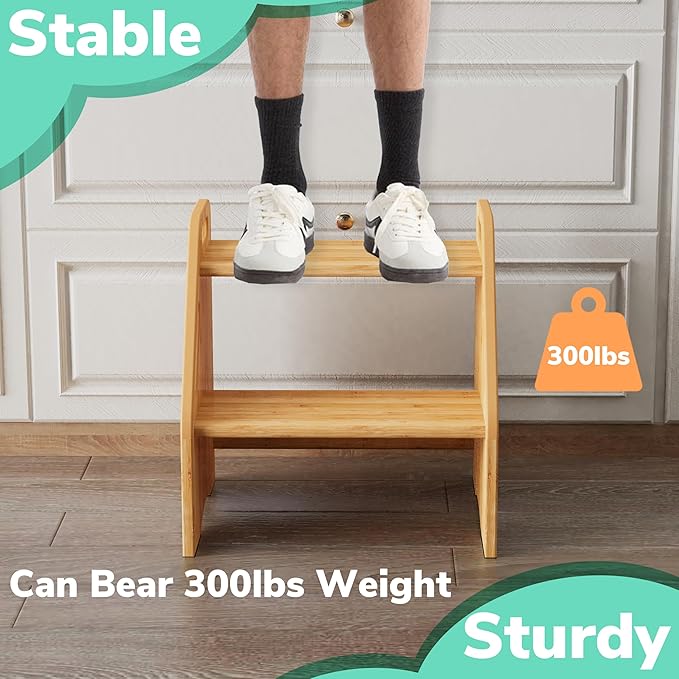 AMBIRD Wooden Step Stool, 15.75'' H Potty Training Toddler 300 lbs Capacity - Image 6