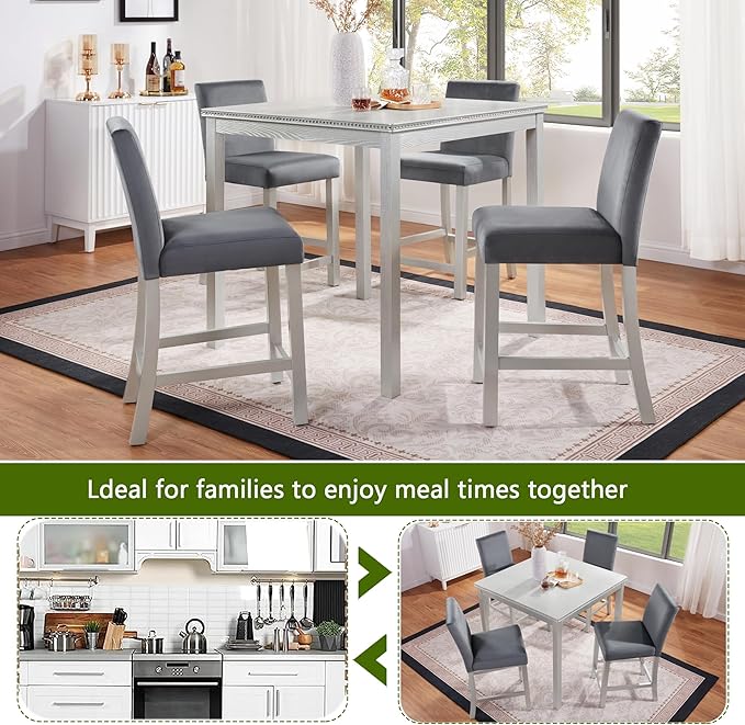 KEIKI 5-Piece Counter Height Dining Table Set - Image 4