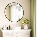 Round Mirror 15.7" Black Wall Mounted Circle Mirrors Vanity Mirror by VooBang
